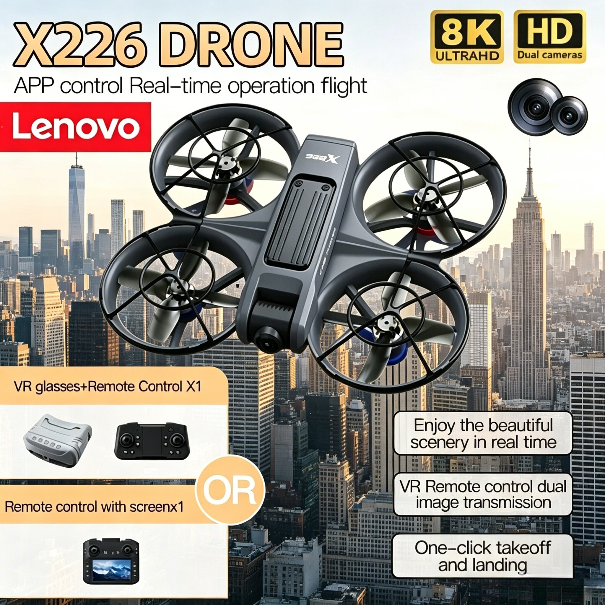 Lenovo X226 X226VR 8K HD Camer - Drone Rc X226 ulasan dan harga