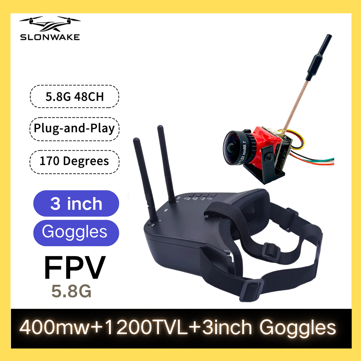 SLONWAKE 5.8G 48CH FPV 400mw V - - Remote Control (Rc) Drone ulasan dan harga