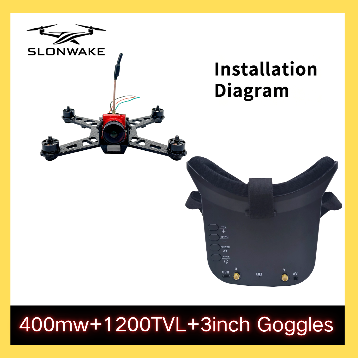 SLONWAKE 5.8G 48CH FPV 400mw V - - Remote Control (Rc) Drone ulasan dan harga
